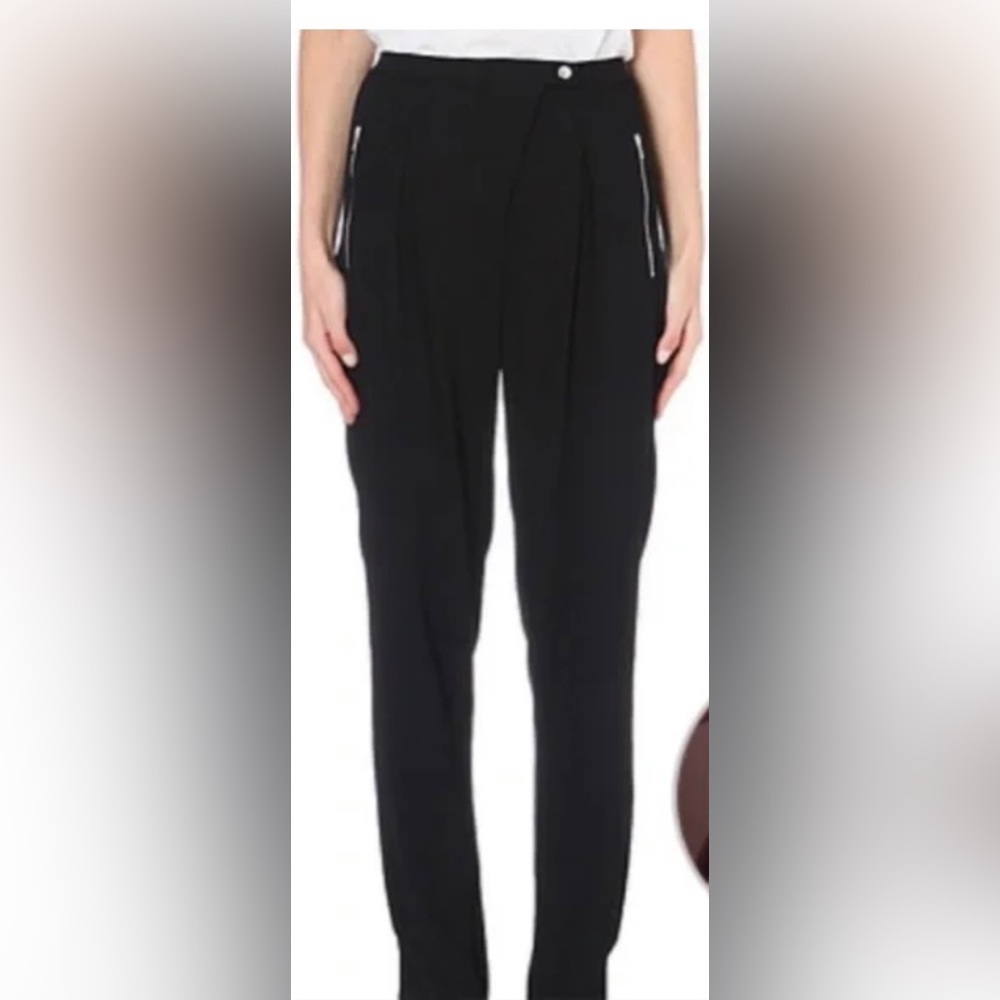 Sandro Polina Black Cropped Ankle Pants with Tapered Leg. Size 38